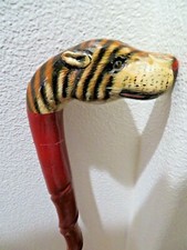 Vintage Wood Walking Stick / Cane with Wood Panther Head 36"