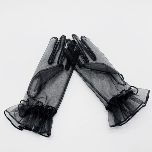 1 Paires Dentelle Nylon Femme Gants Doigt Complet Court Tulle Extensible .J - Foto 4 di 17