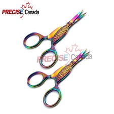 2 Pc Titanium Color Rainbow Craft Embroidery Scissors Sewing 3.5'' Fish Design