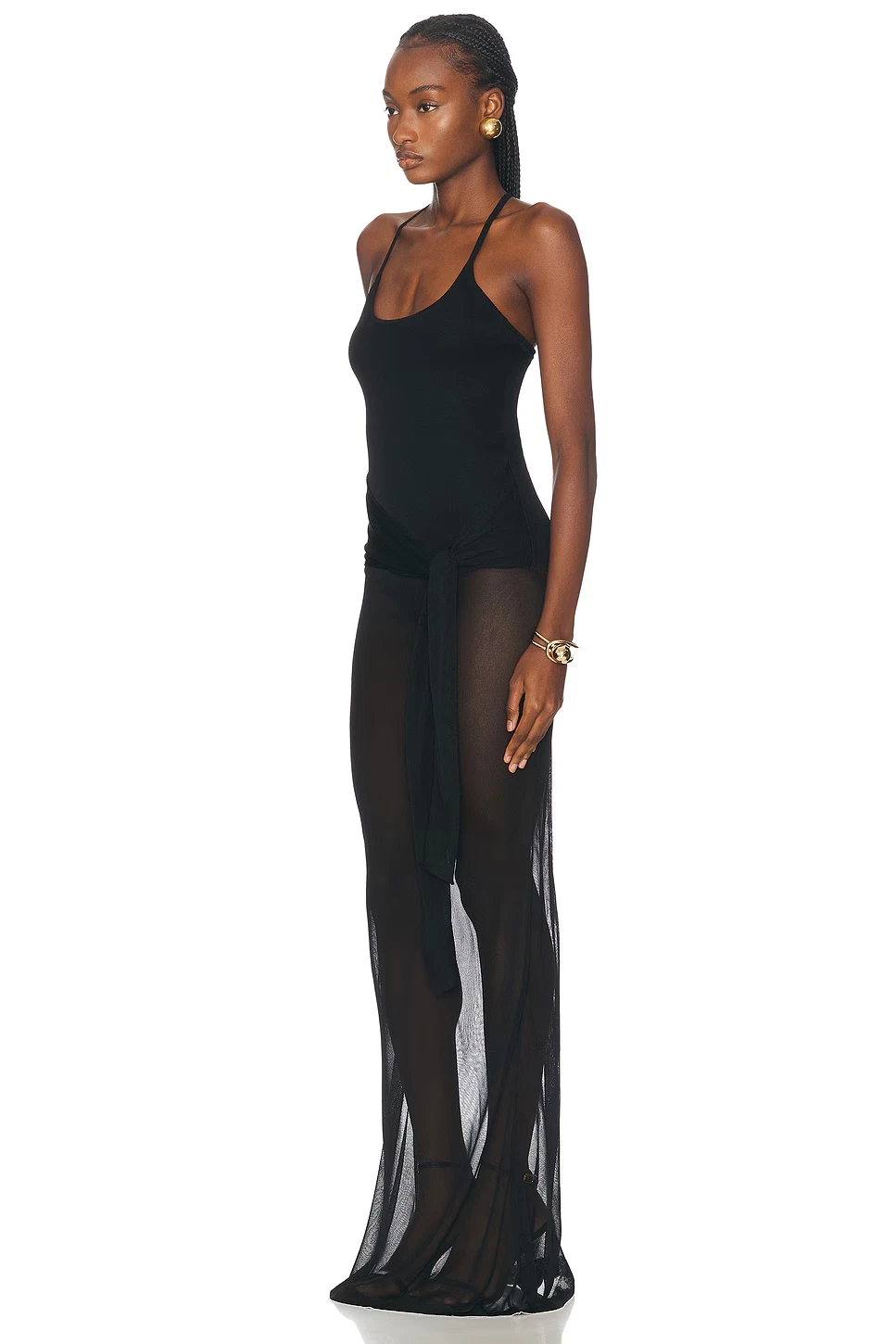 Abito JACQUEMUS La Robe Maille Nodo nero lungo 36 nuovo senza etichette $860