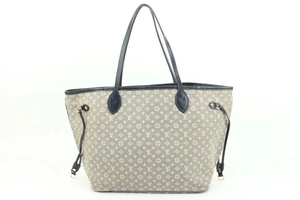 Louis Vuitton Grey x Navy Monogram Mini Lin Neverfull MM Tote Bag