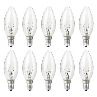 E27 E14 B22 Candle Light Bulbs 40W 60W Clear Dimmable 10 PACK SES Bayonet