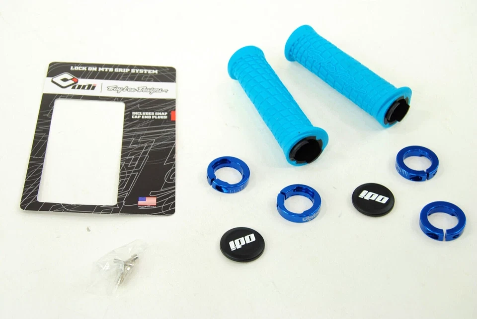 ODI Troy Lee Lock On Bonus Mountain Bike Troy Lee Aqua Blue/Black w/ Clamp Grips - Image 3 of 3
