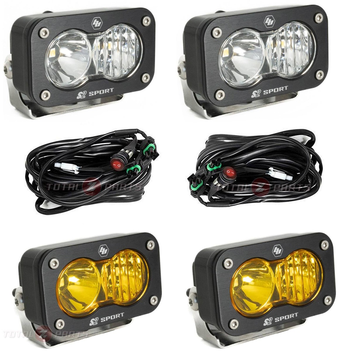 Baja Designs® 4x S2 Sport Amber Clear Driving/Combo LED Lights 