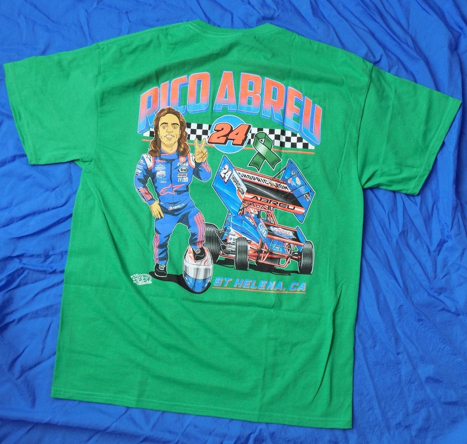 Rico Abreu Autographed TShirt Sprint Car Racing w/ Signed Card Size L