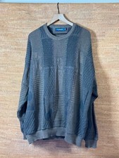 Vintage Carmel Beige Brown Striped Golf Knit Sweater Men's Size XXL Made In USA