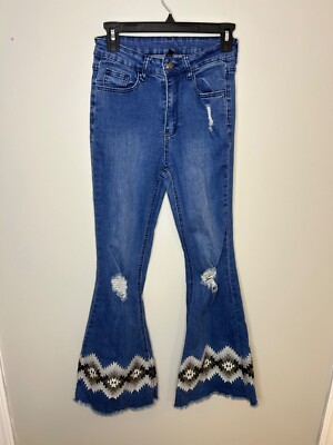 Crazy train wide leg flare pants women's juniors sz 5/27 western rodeo Cowgirl