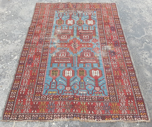 Vintage Hand Made Traditional Rug Oriental Wool Multicolor Carpet 177x128 cm
