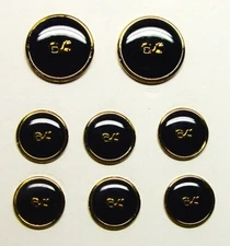 UNKNOWN BRAND Replacement button 8 gold tone metal acrylic face black background