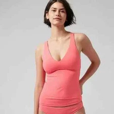 Athleta Plunge Tankini D-DD-Coral Petal-Size S-NWT