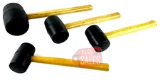 4 Pcs Rubber Mallet Hammer Set Heavy Duty Wooden Handle 32 24 16 8 oz