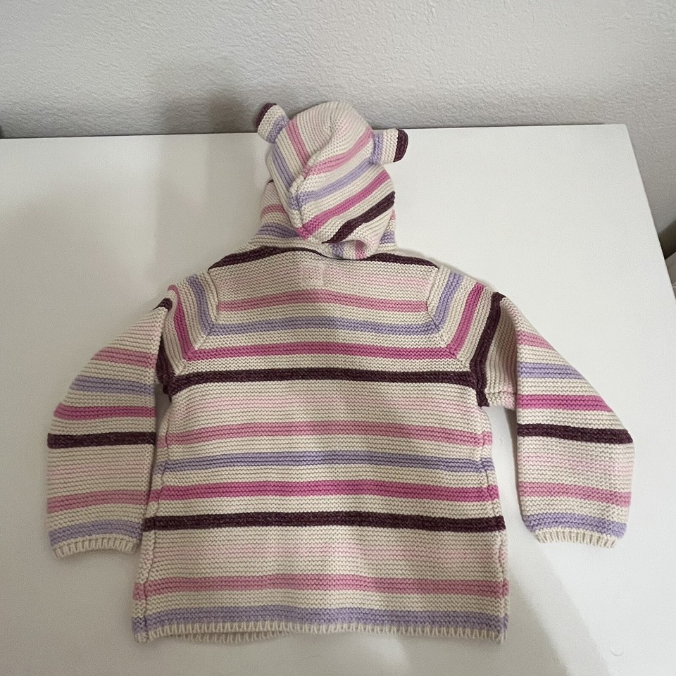 Baby Gap Garter Sweater Cardigan Pink Purple Striped Girls Size 1218