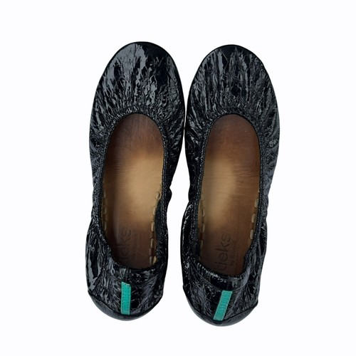 Tieks By Gavrieli obsidian black leather Ballet Flats Size 6 Round Toe Slip-On - Picture 2 of 12