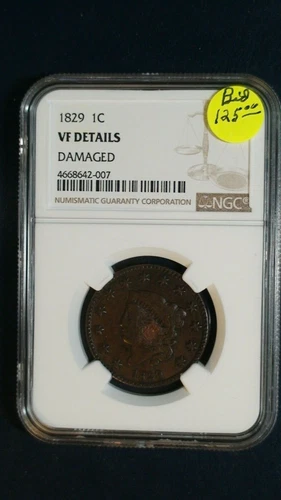 1829 Coronet Head Large Cent NGC VF 1C Coin PRICED TO SELL NOW!