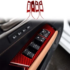 8Pcs Window Lift Switch Panel Cover For Lexus GS GS350 2012-20 Red Carbon Fiber