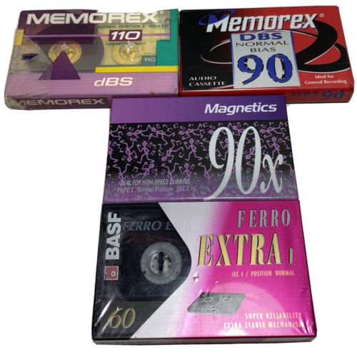 4 Cassette Tapes 60-110 Minutes Memorex, BASF, Magnetics New Sealed