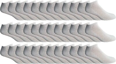 36 PK Yacht & Smith Men's Wholesale Bulk No Show Ankle Socks,Size 10-13 (White)