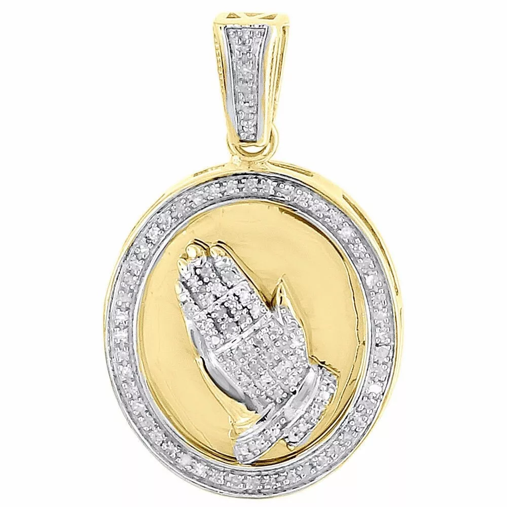 Gold praying hotsell hands medallion