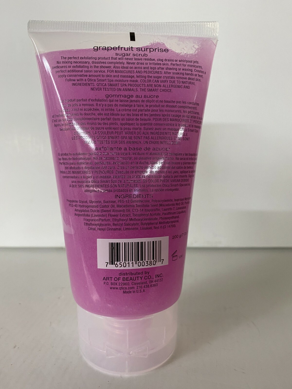 QTICA Smart Spa SUGAR SCRUB Manicure & Pedicure 7oz. Grapefruit Surprise & Brush