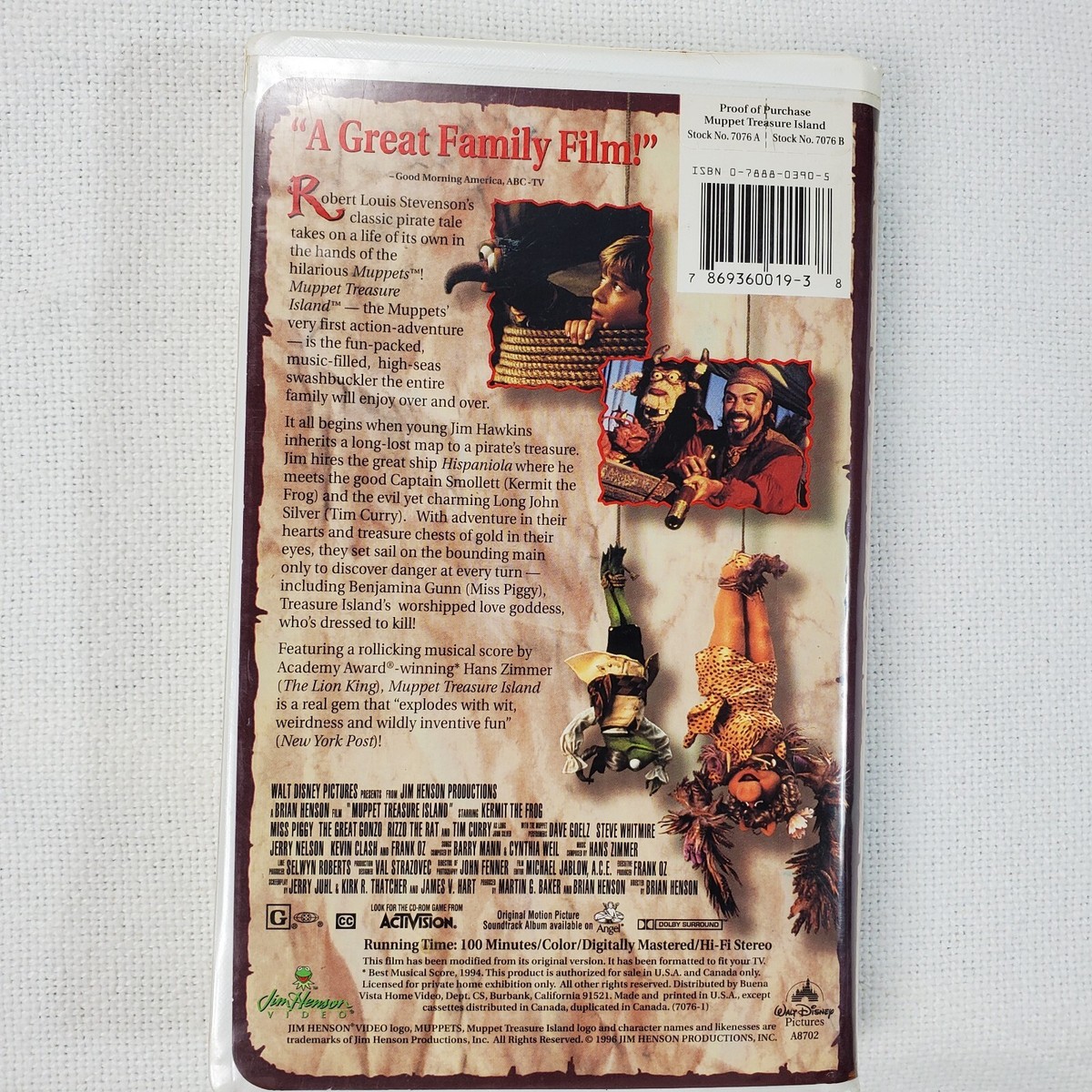 Muppet Treasure Island (VHS, 1996) Clamshell Case Jim Henson Movie