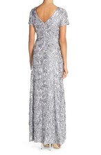 NWT 239 Alex Evenings Sequin Soutache Lace Gown SZ 16 B252