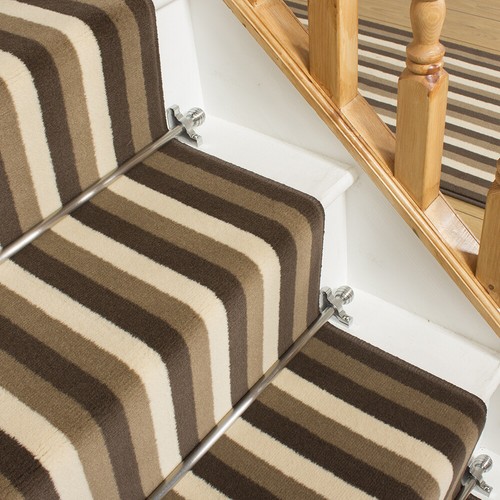 Alfombra de escalera larga a rayas lavable moderna ancha - Imagen 8 de 20
