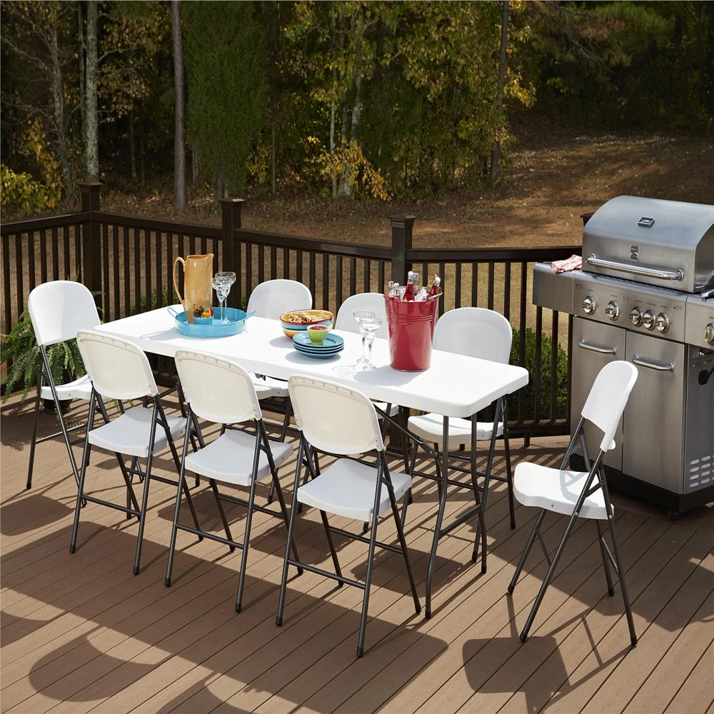 Cosco White 8 Foot Centerfold Folding Table Outdoor Picnic Party 14778WSL1