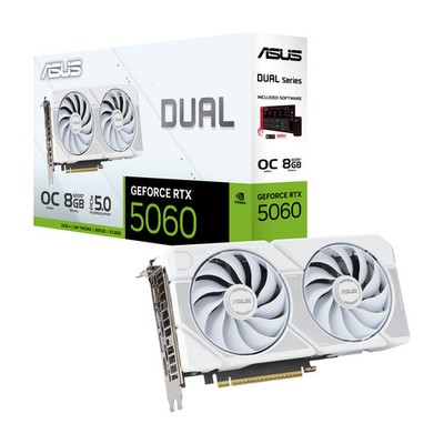 ASUS DUAL GeForce RTX 5060 8GB DUAL-RTX5060-O8G-WHITE Grafikkarte GDDR7 DP/HDMI