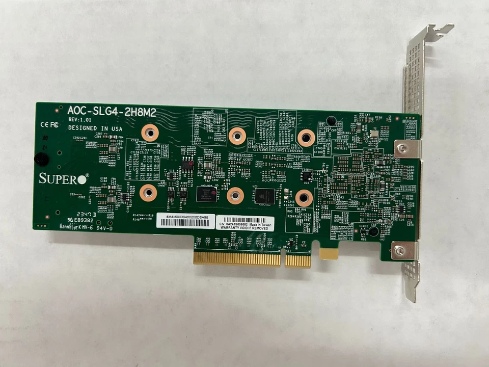 Supermicro AOC-SLG4-2H8M2 LP 2x PCIe G, 4 Hybrid NVMe/SATA M.2 RAID W/ 2 BRKT - Image 2 of 4