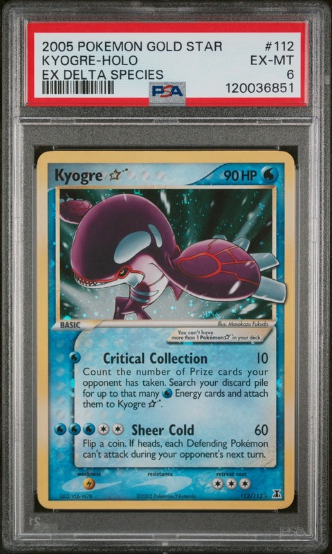 2005 POKEMON EX DELTA SPECIES GOLD STAR #112 KYOGRE-HOLO PSA 6