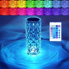 Crystal Table Lamp RGB Color Changing Night Light,Romantic LED Rose Diamond Tou