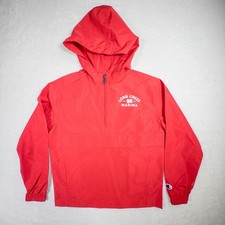 Kids Red Champion Long Creek Marina Hooded Windbreaker Jacket Size S