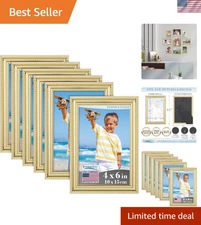 Chic Gold 4x6 Picture Frame Set - 6 Elegant Frames for Wall or Tabletop Display