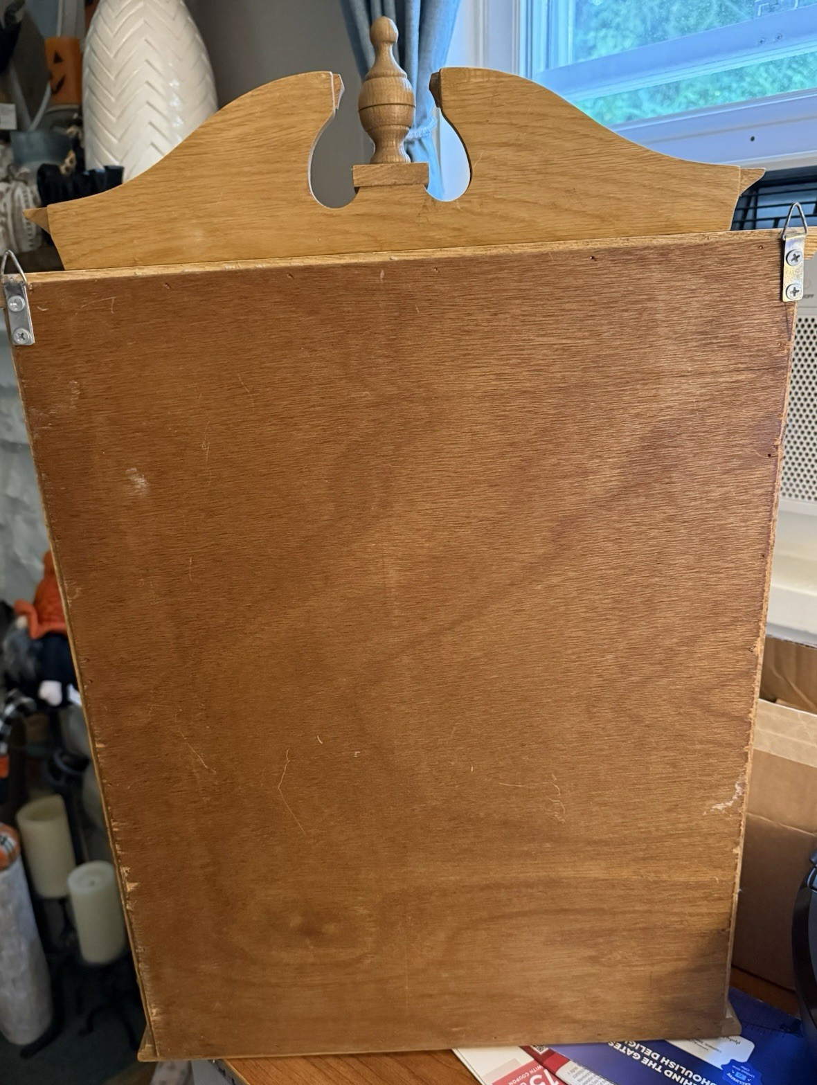 Vintage Wall Hanging Oak Curio Trinket Display Cabinet 5 Shelf Glass Doors~READ*