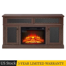58" Embossed Pattern TV Stand with 23" Fireplace Insert for Living Room&Bedroom