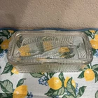 Vtg 1950s Federal Glass Ribbed Rectangle Refrigerator Dish Veggie Lid 8.5x4 MCM