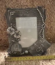 Beautiful Pewter Metal MOM Picture Frame Used Good Condition Decor