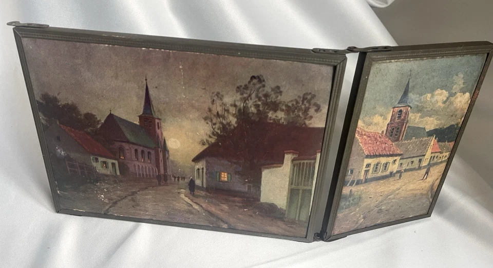 Miroir À Volets Début XXe , Ancien Miroir Triptyque barbier - Photo 2/4