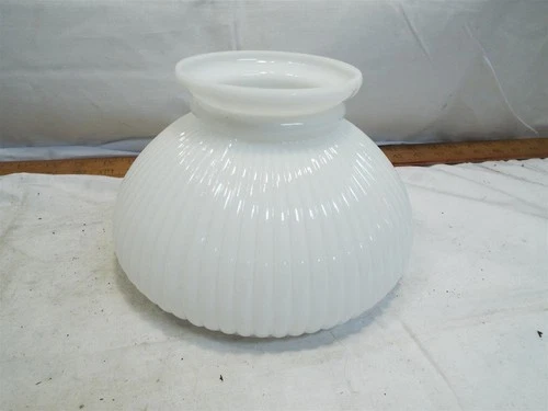 Vintage Ribbed Milk Glass Lamp Shade White Light Fluid Oil Student Desk Rayo 7"