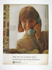 Bell System 1960s Long Distance Telephone Advertisement Woman MOD Fashion