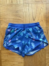 all in motion Girls L 10/12 Blue Floral Athletic Shorts, Lined, Adjustable Waist