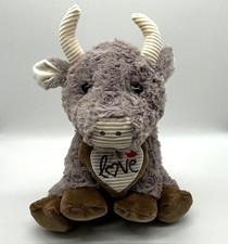 Swirl Highland Cow Plush with Heart Love Brown 13" Ribbed Embroidered Walmart