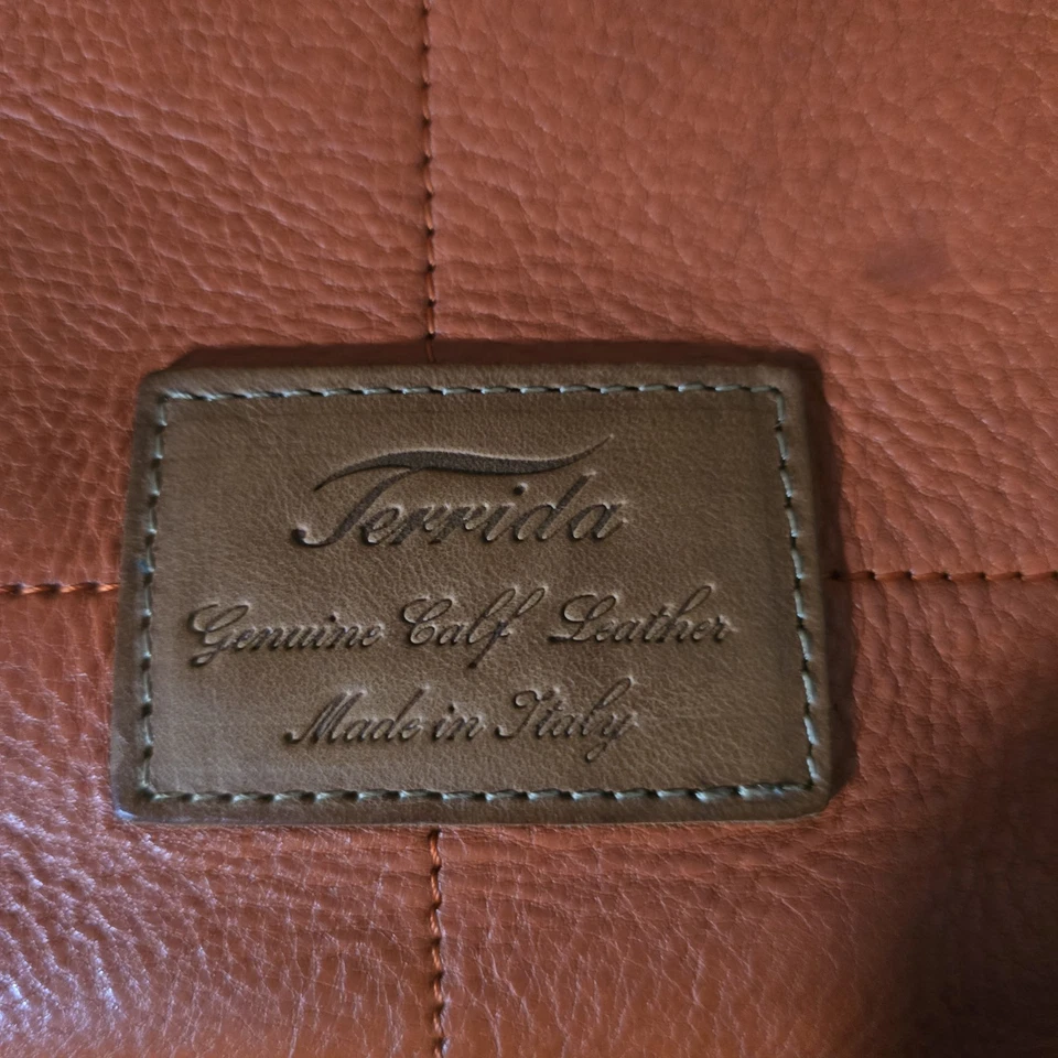 Mochila Terrida Veneciana Cuero de Becerro Naranja Cristal de Murano Hecha a Mano en Italia Foto 2 de 4