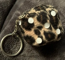 Leopard Fuzzy Dice Key Ring