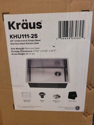 Kraus KHU111-25 Standart PRO 25'' Undermount Single Basin - Stainless Steel