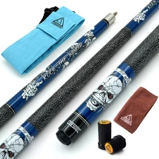 CUESOUL ROCK II 57" 21oz 1/2 Maple Pool Cue Stick Kit,Blue Cue Bag-Blue