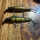 New Listing*2* Vintage Creek Chub Pikie. Wood. Glass Eyes. 4.5”. Perch. Gold