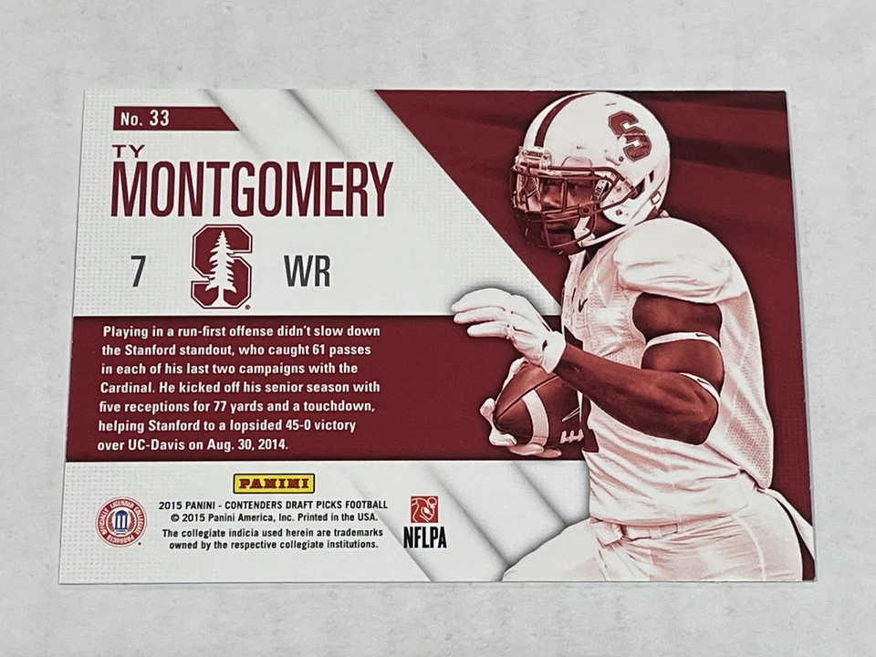 2015 Contenders Draft Football School Colors - Ty Montgomery - Stanford - Image 2 of 2
