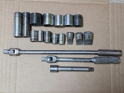 Vintage Stevens Walden SW 18 Pc 1/2'' Drive Socket Set SAE Breaker Bar Extension