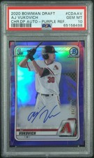 2020 Bowman Draft Chrome Auto Purple #/250 Aj Vukovich #CDAAV PSA 10 DBacks RC